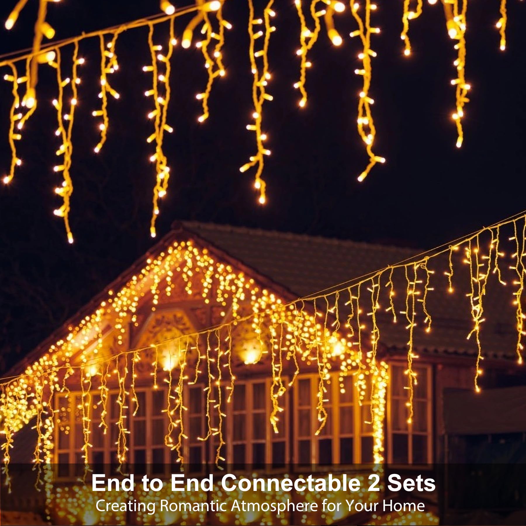 TOPPORTED icicle lights outdoor fence display brightens garden boundaries
