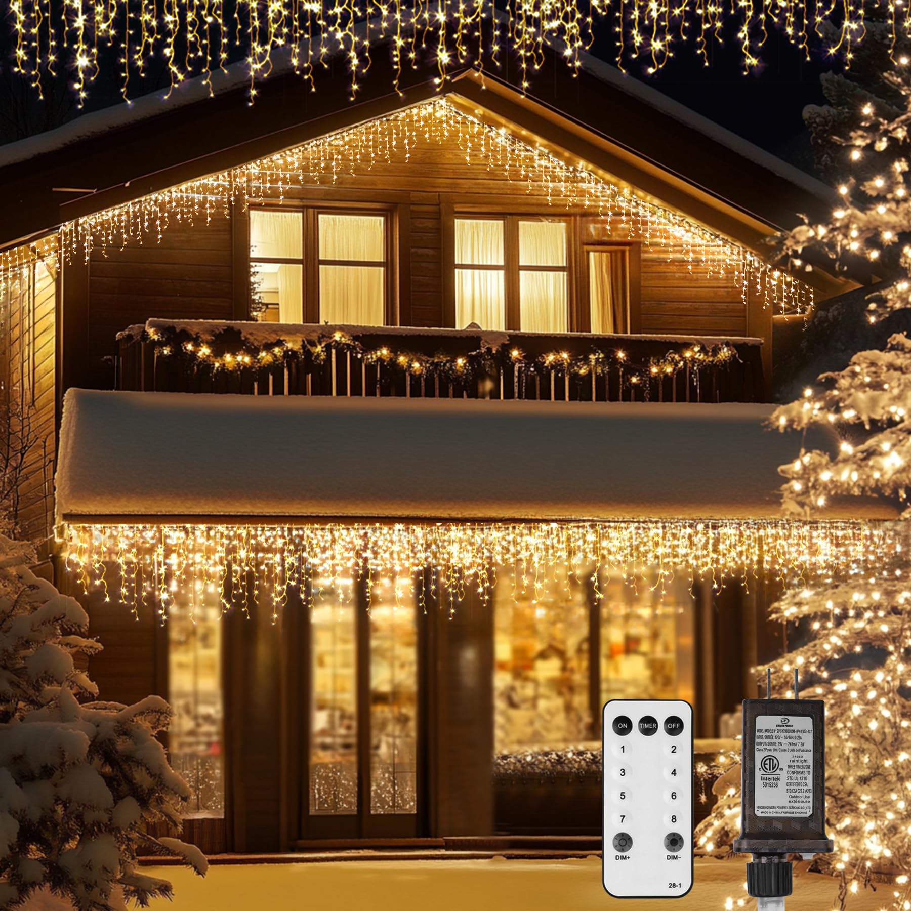 TOPPORTED icicle lights outdoor wall glow for festive facade