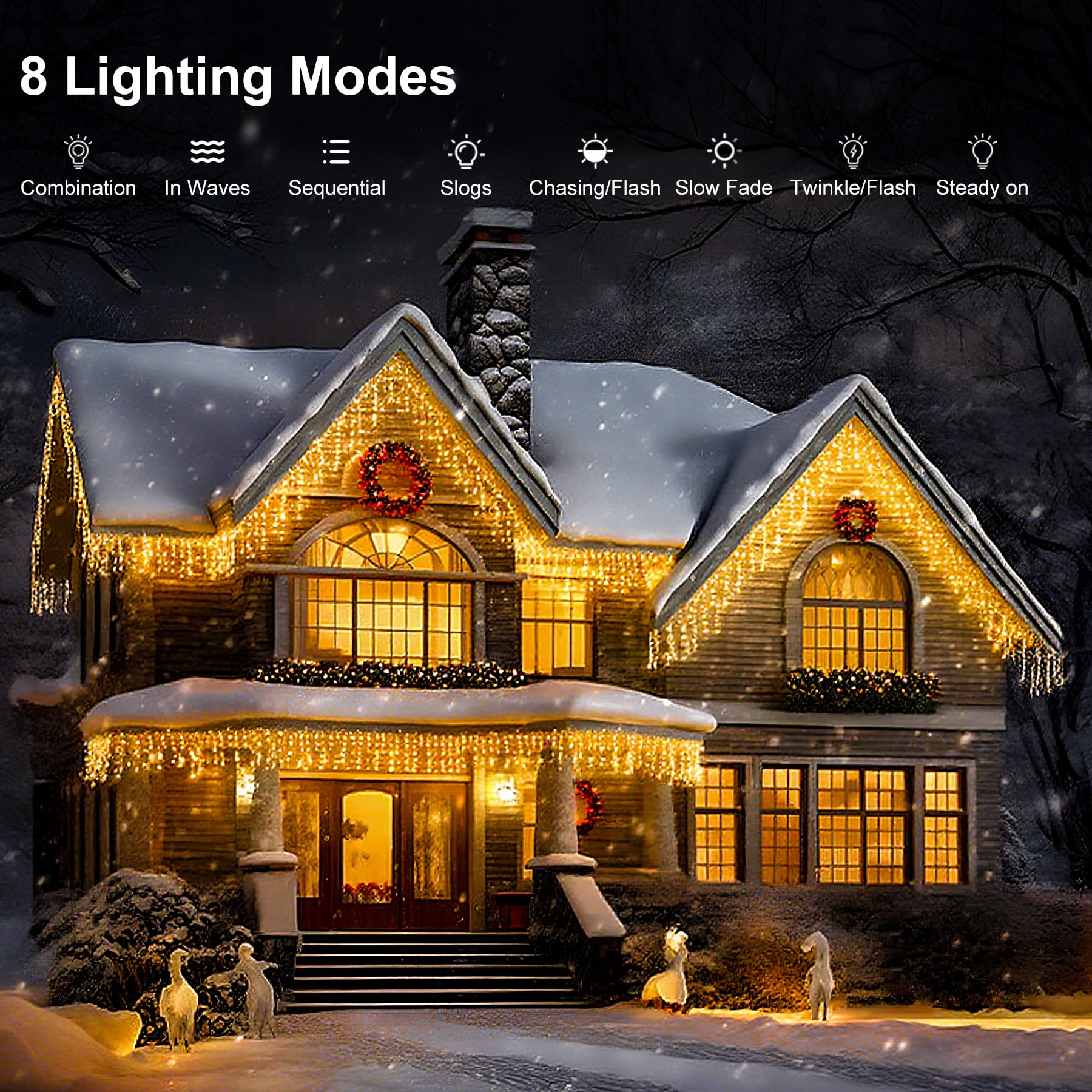TOPPORTED icicle lights remote control demonstrates effortless mode switching
