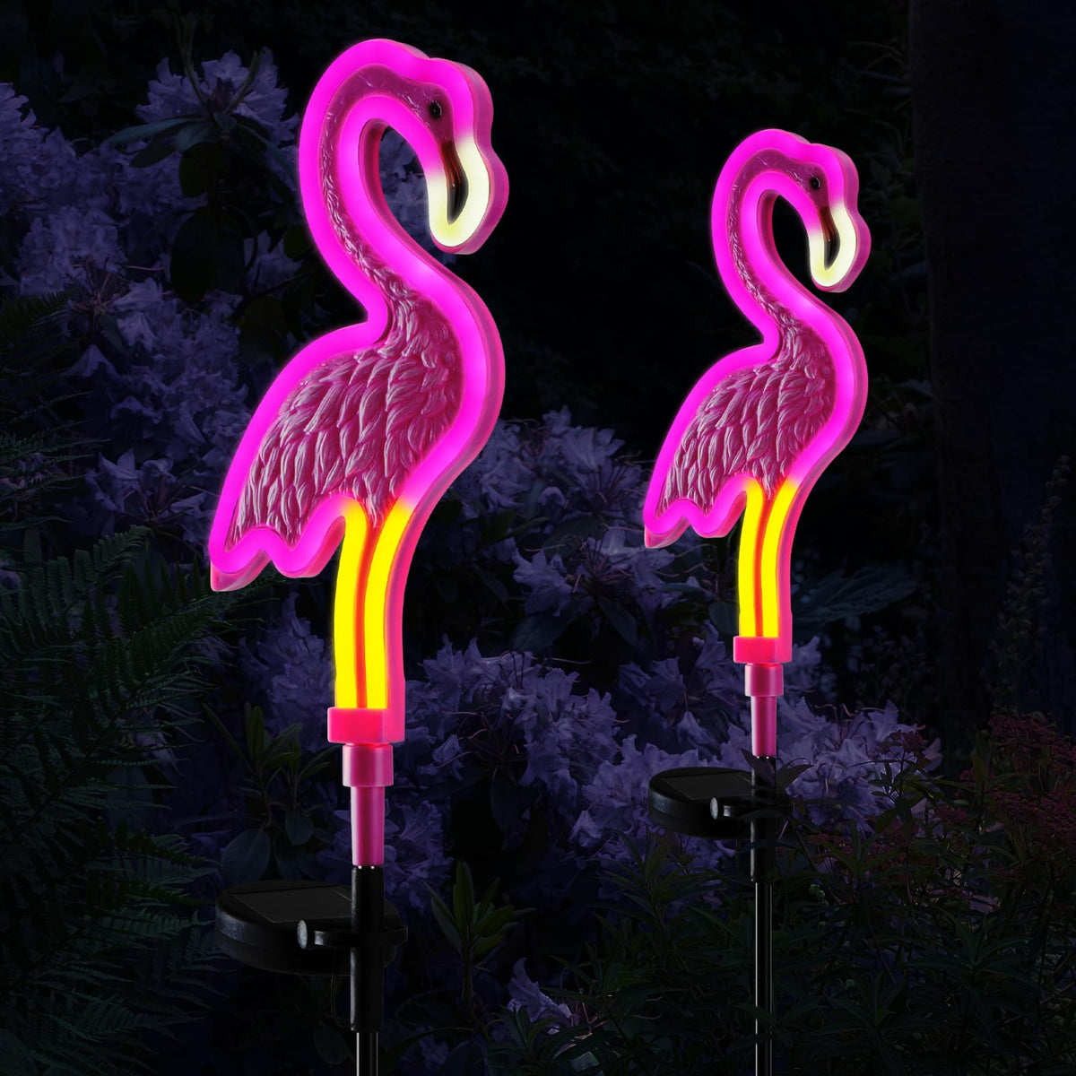 TopRuifeng Flamingo Solar Light with pink neon glow for yard accents.