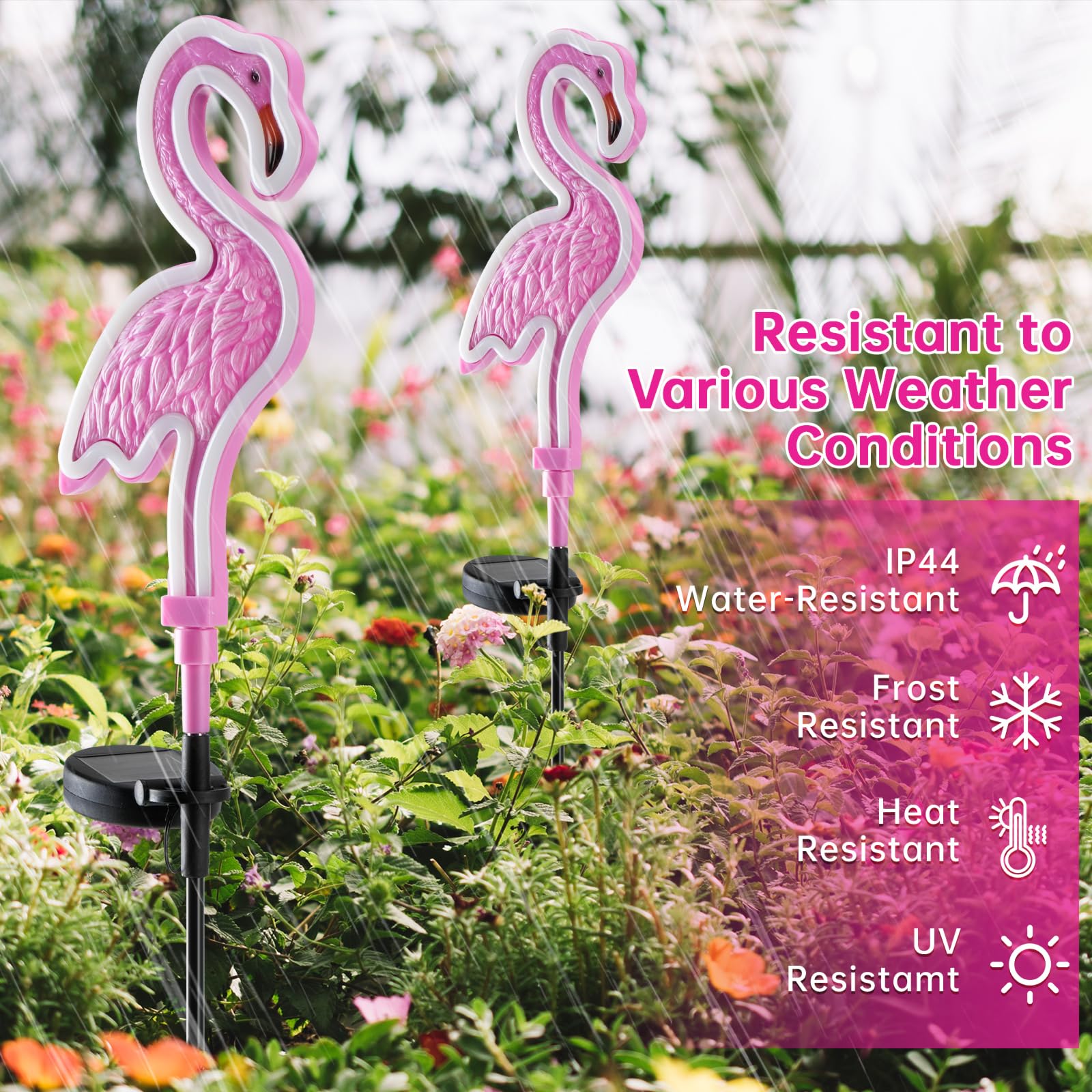 TopRuifeng outdoor flamingo lights illuminate patio edges safely.