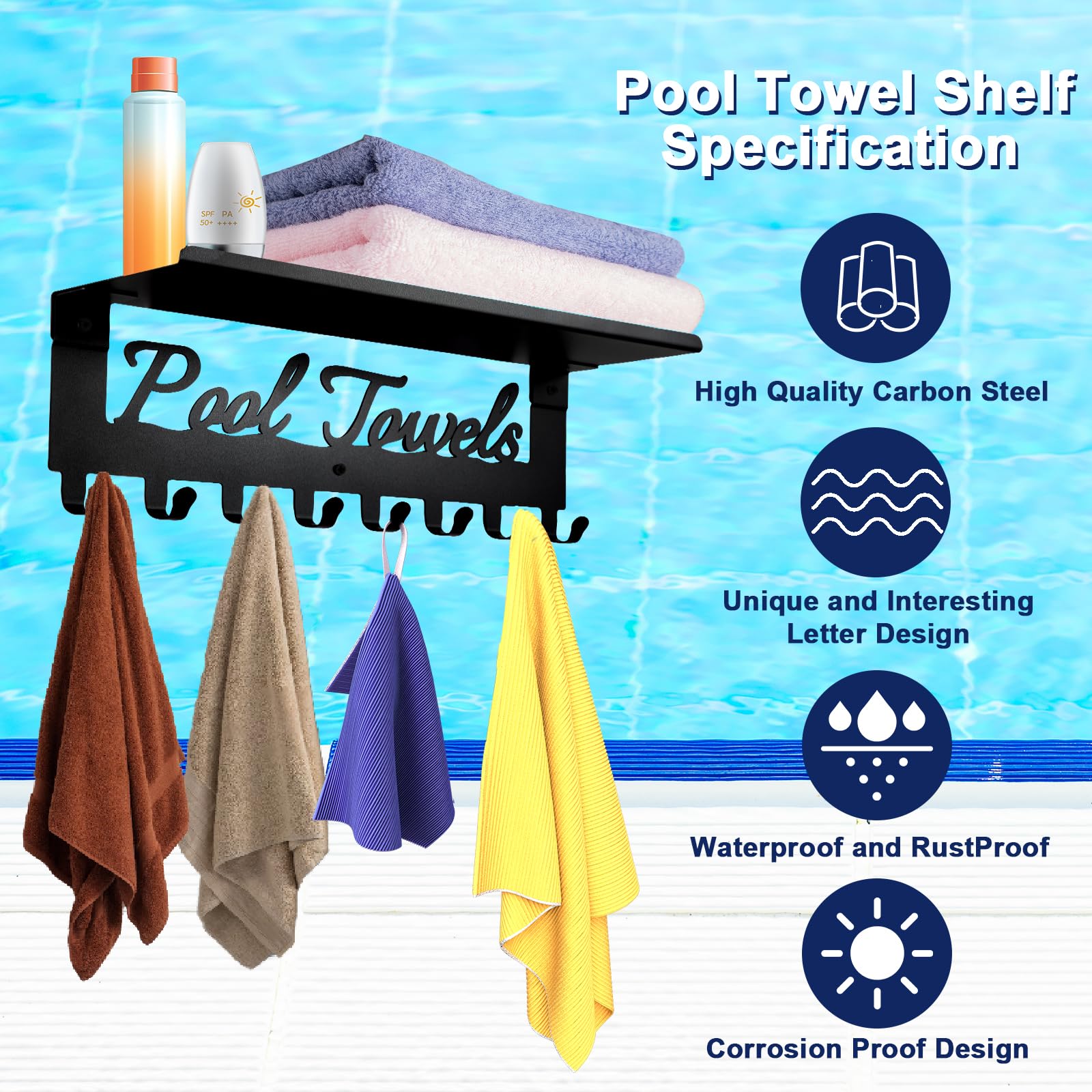 Topspeeder black towel rack design provides decorative value while keeping towels within reach.