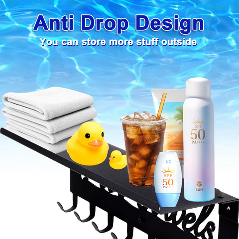 Topspeeder outdoor pool accessory rack ideal for robes, towels, and bags after swimming.