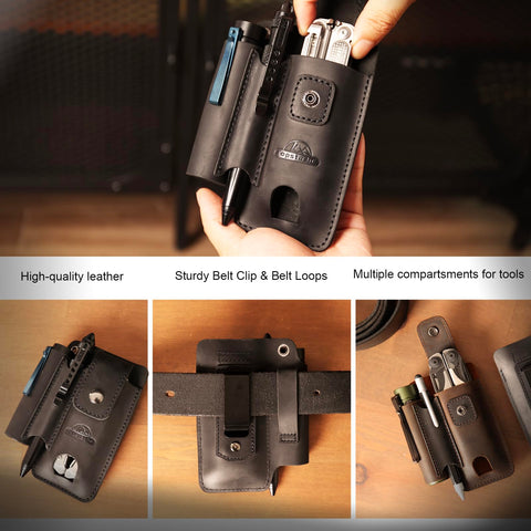 Topstache Crazy Horse leather EDC case designed for durable daily use