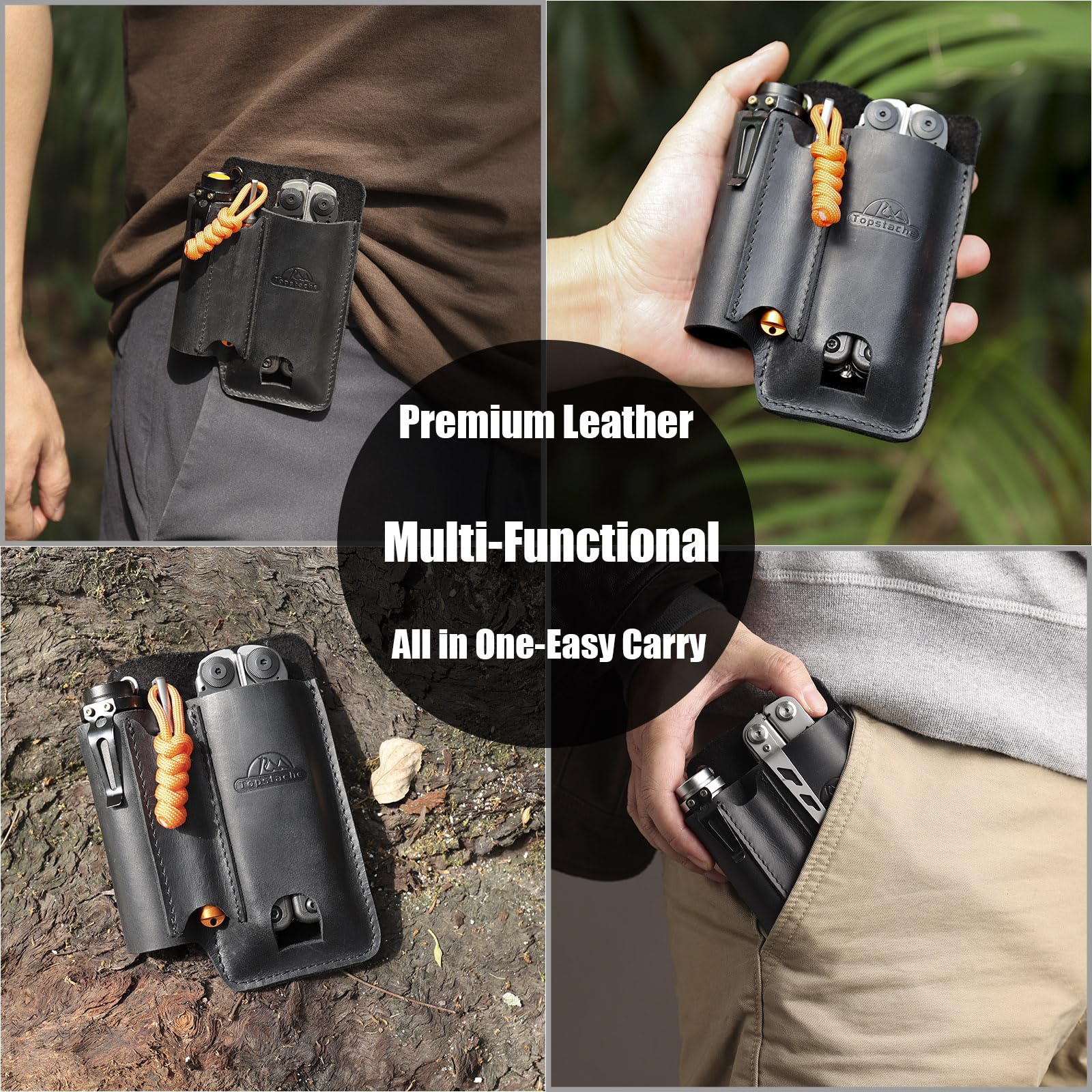 Topstache edc belt pouch open design shows quick access to tools