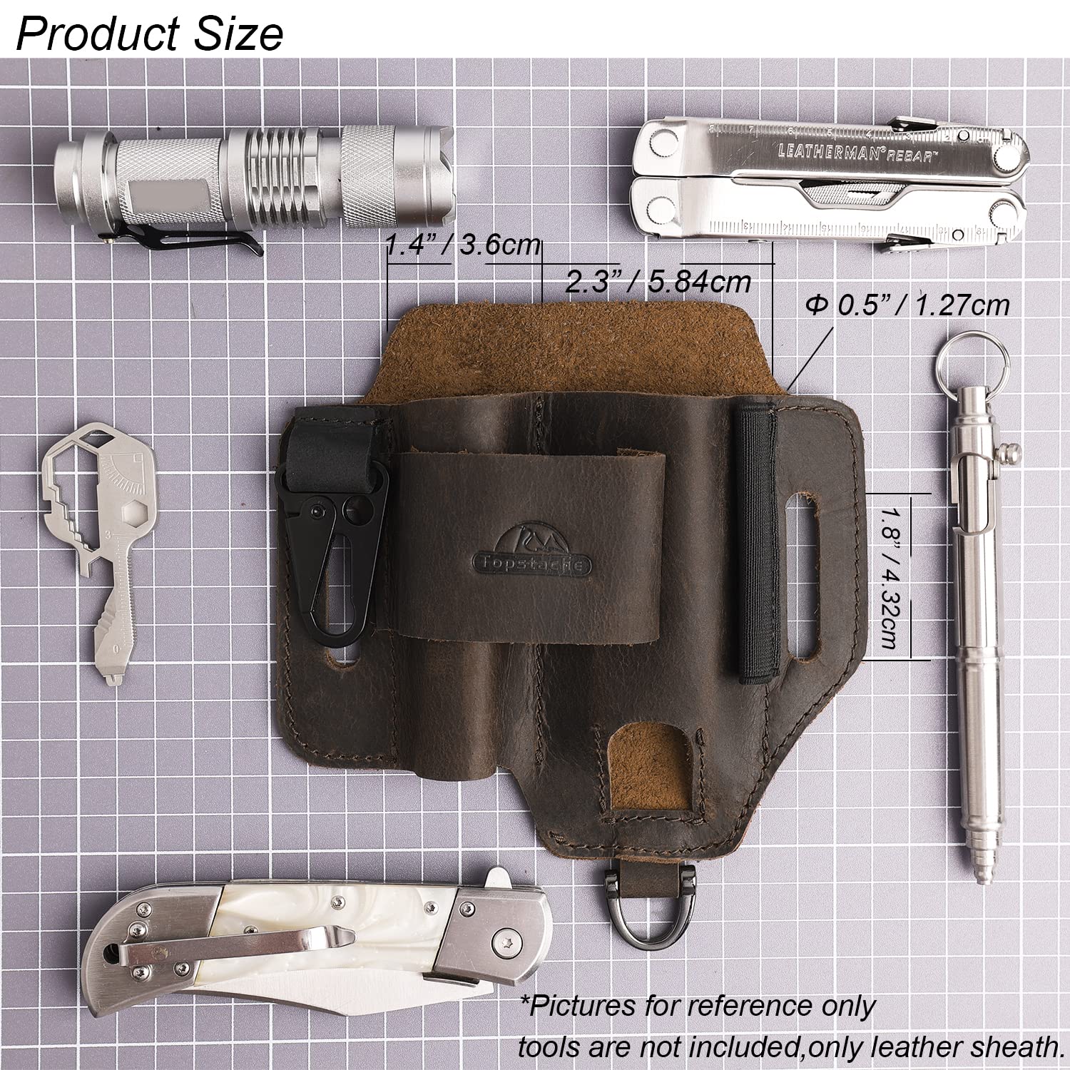 Topstache fits Leatherman Wave and similar multitools for easy insertion and removal