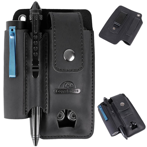 Topstache leather multitool sheath with belt clip for easy daily carry