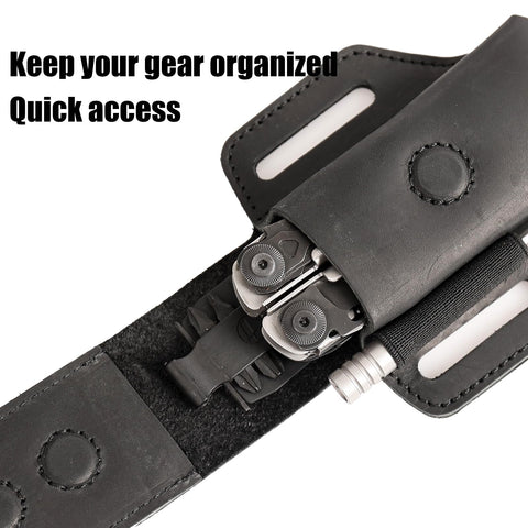 Topstache multitool pouch keeps Leatherman tools secure during daily tasks