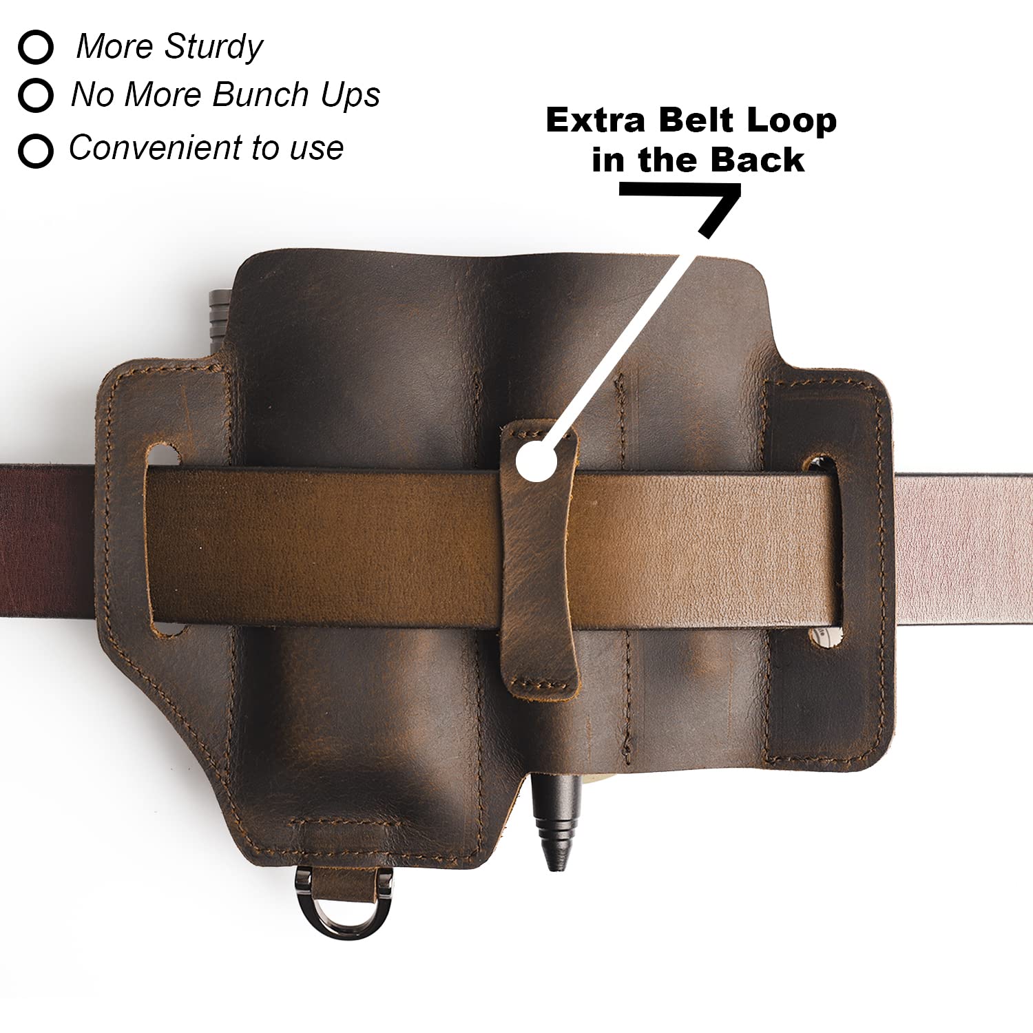 Topstache sheath inner compartments organize tools and accessories.