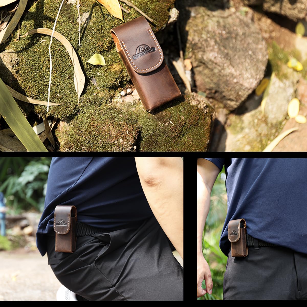 Magnetic closure front flap enables one-handed access on Topstache sheath
