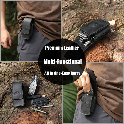 Topstache sheath shows compatibility with Leatherman models for fast access