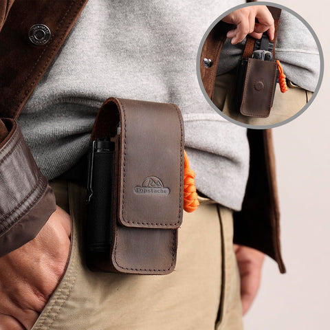Topstache sheath interior with bit-kit compartment keeps tools organized and ready.