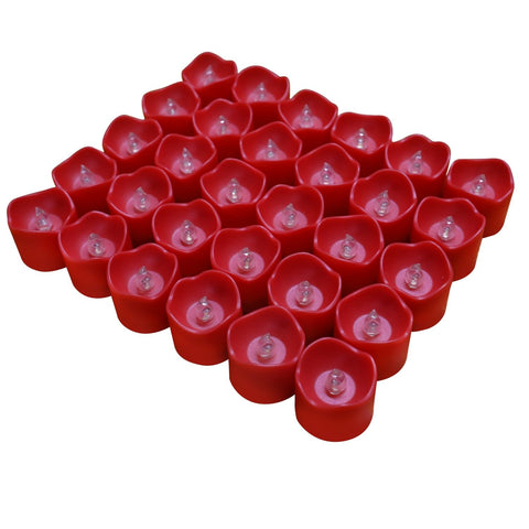 Topstone red flameless tealight on wood table creates cozy ambience