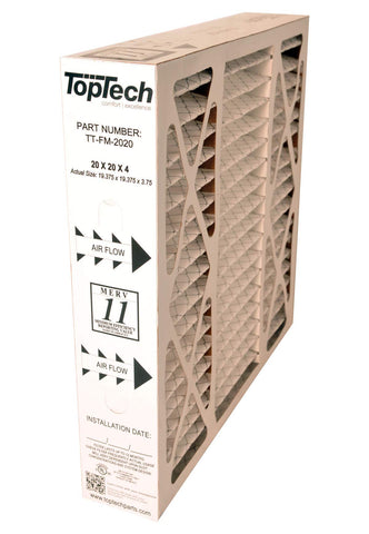 TopTech TT-FM-2020 air filter visual highlighting ready-to-use MERV 11 cartridge
