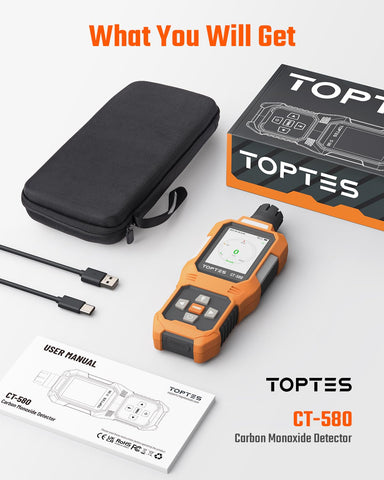 TOPTES CT-580 package contents with case and cable