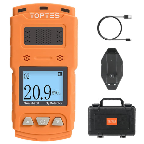 TopTes Guard-756 front view shows compact oxygen detector for reliable ambient monitoring.