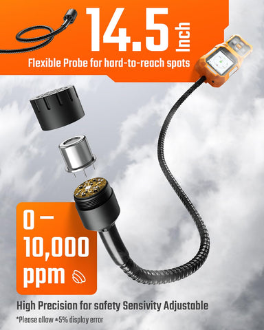 TOPTES PT-830S 14.5 inch probe reaching tight spots for thorough leak checks.