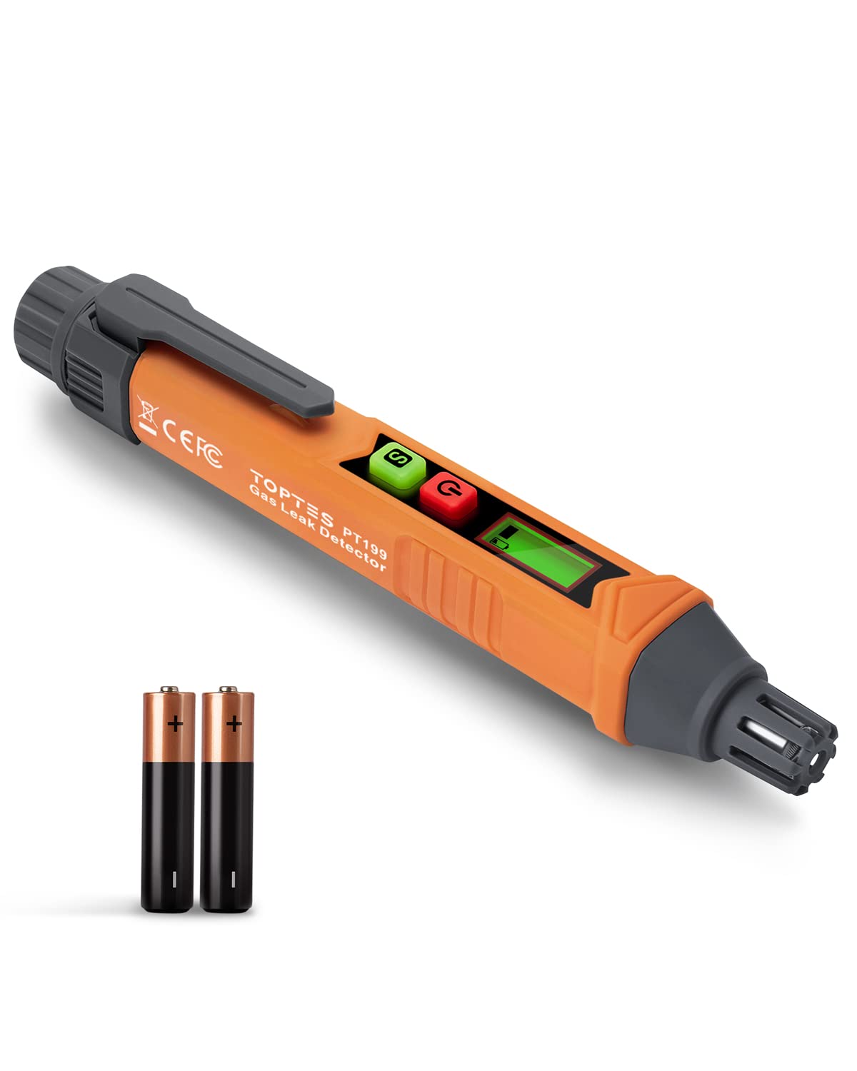 TOPTES PT199 gas leak detector used to scan for hidden leaks in home and workshop.