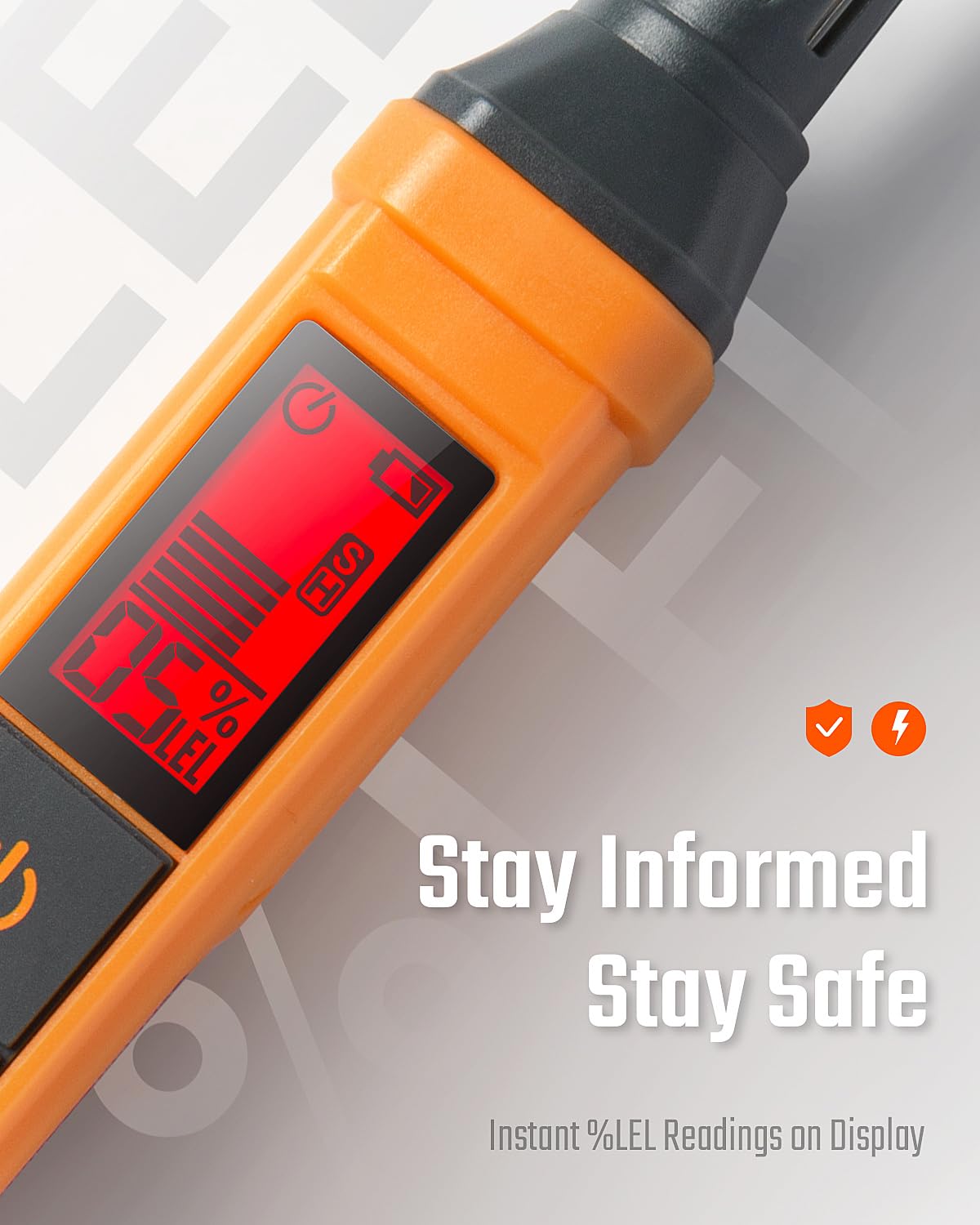 TOPTES PT205 display bar graph indicates gas levels at a glance.