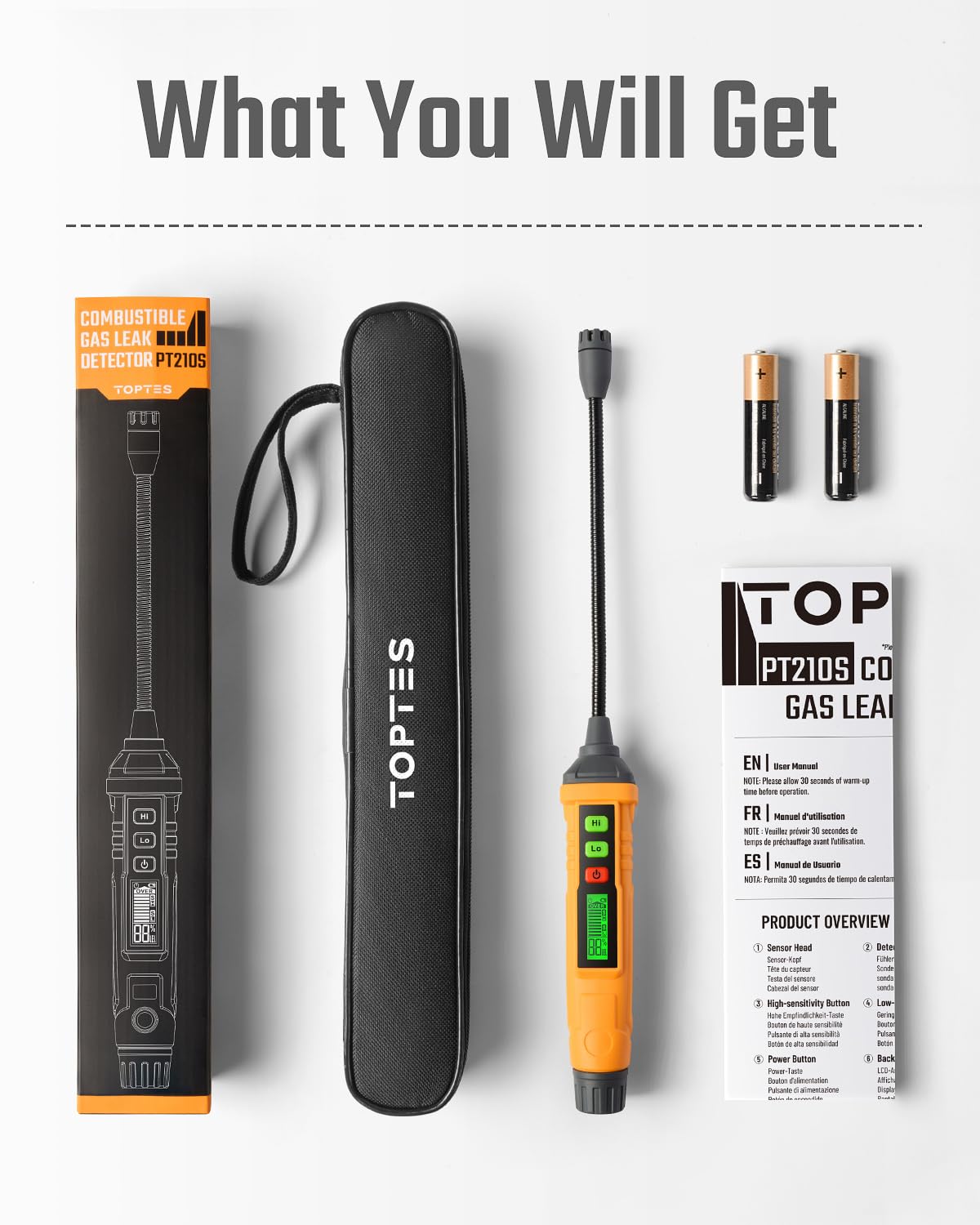 TopTes PT210S included accessories ensure immediate use.