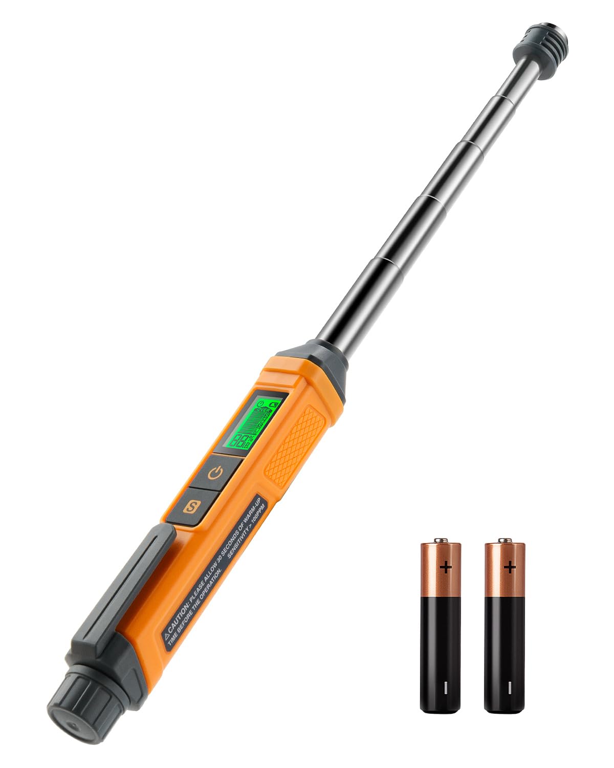 TopTes PT299 gas leak detector extendable pole in use for propane testing