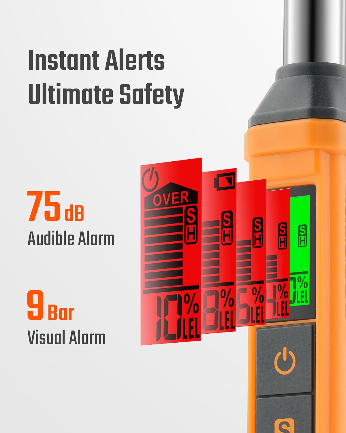TopTes PT299 visual and audio alarm with 75dB buzzer active
