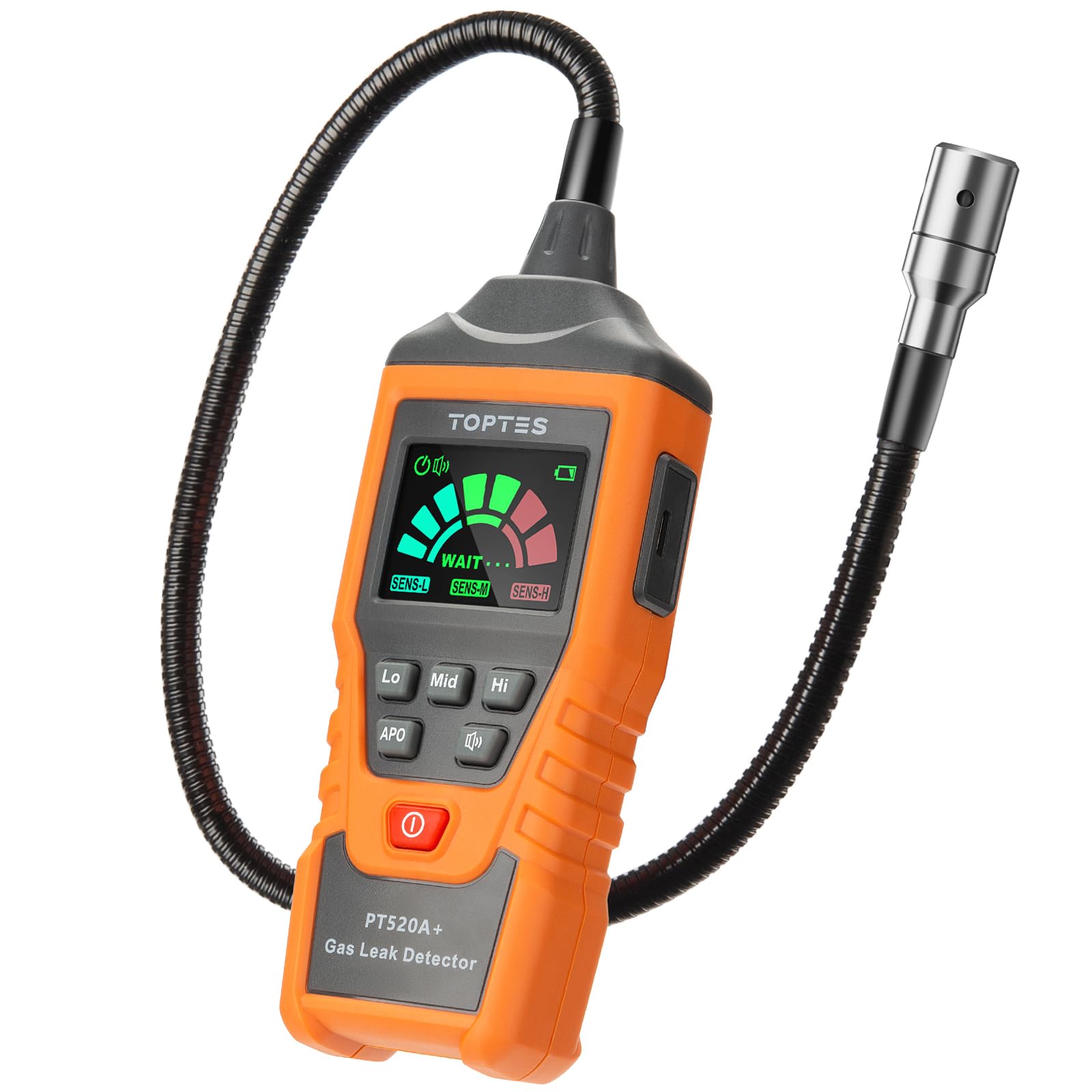 TOPTES PT520A+ front view shows compact detector for home safety.