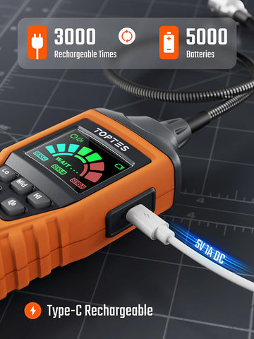 TOPTES PT520A+ gooseneck extended for reaching hidden gas sources.