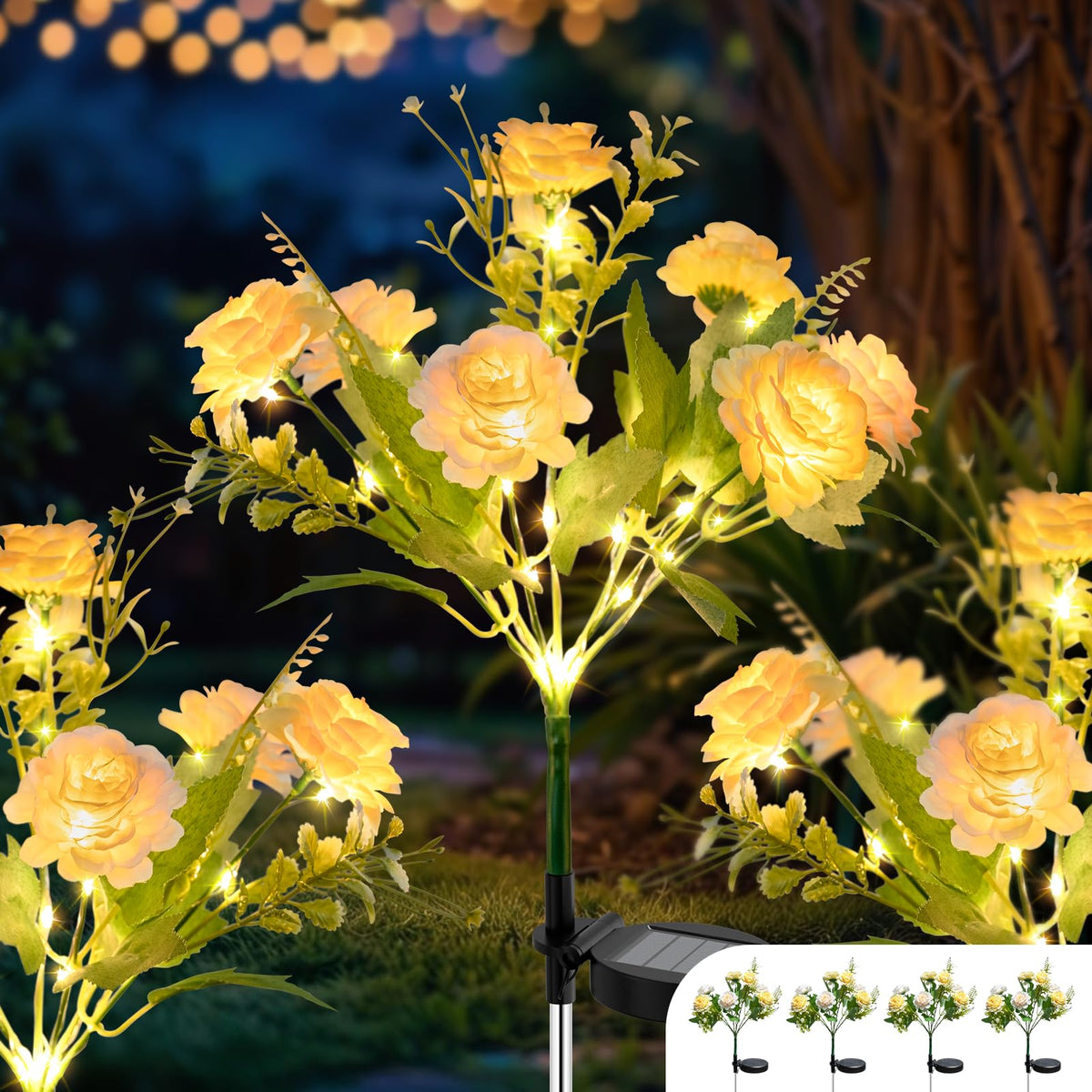 TopVelo hibiscus solar light 42-inch tall for warm garden illumination.