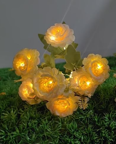 TopVelo hibiscus flower light with 42 LEDs adds bright pathway glow.