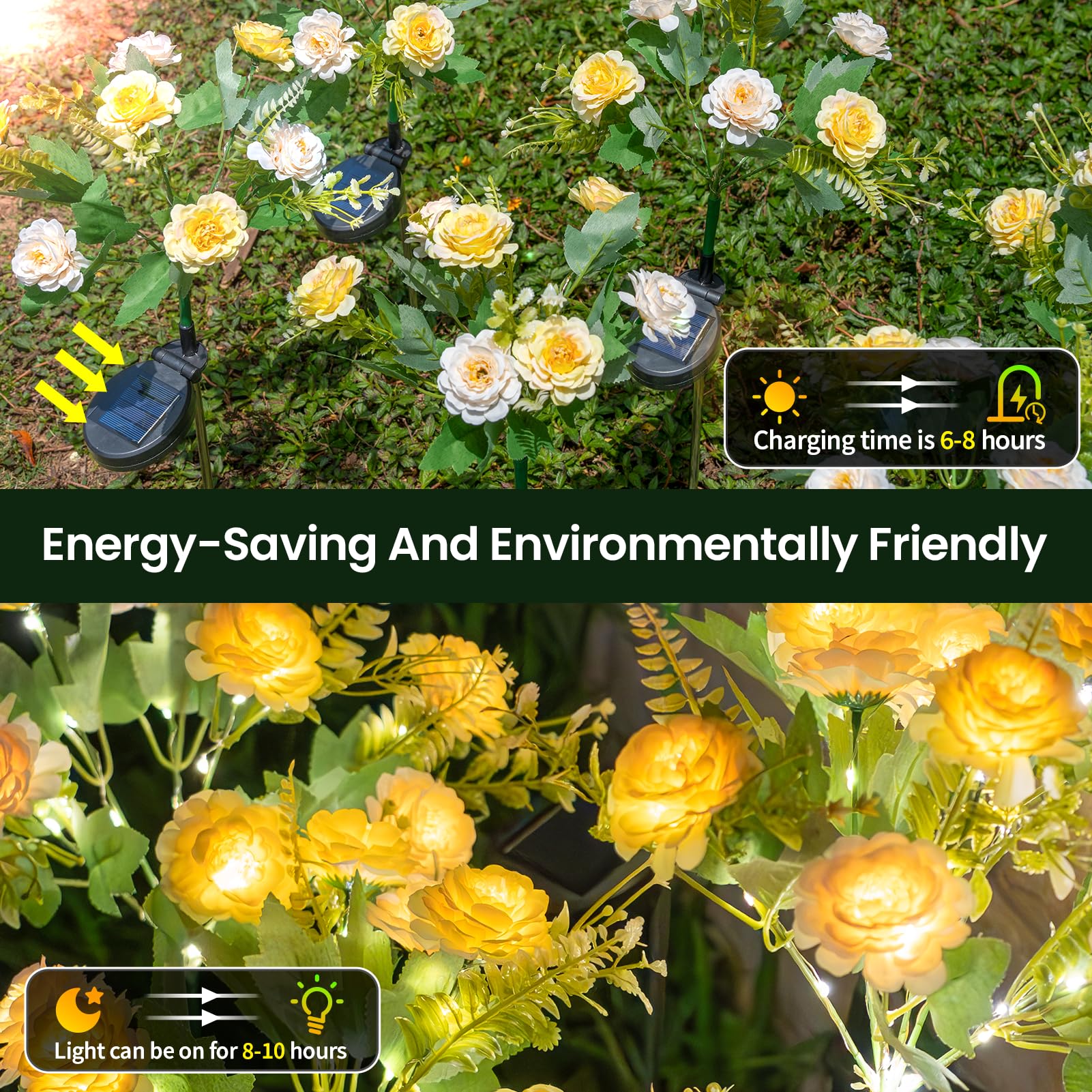 TopVelo warm-white garden lights enhance patios and walkways.