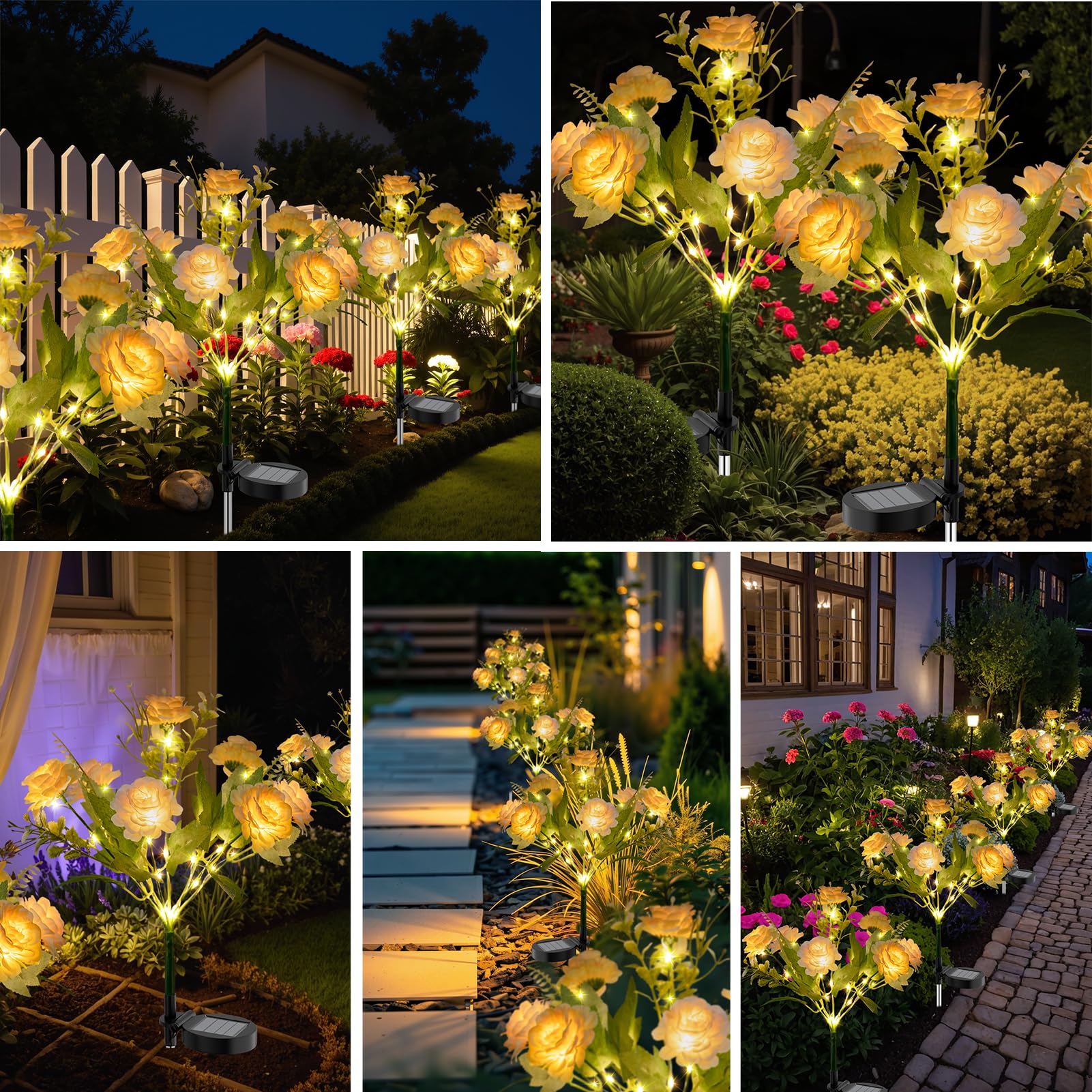 TopVelo 4-pack solar lights for complete yard decor.