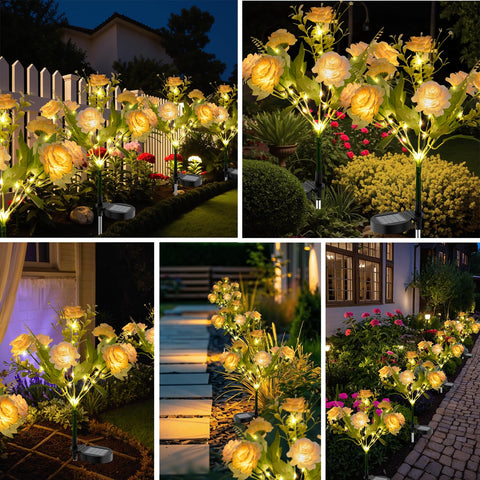 TopVelo 4-pack solar lights for complete yard decor.