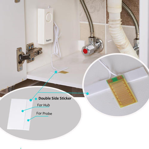 Topvico water alarm offers dual mounting for flexible installation.