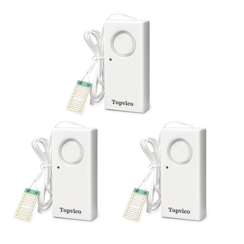 Topvico water alarm with 120dB alert protects basements from leaks.