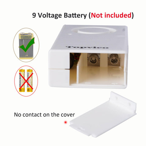 Topvico battery-powered detector runs on a 9V battery for wireless, flexible placement.