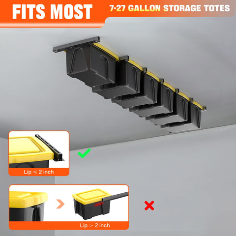 TORACK 150 lbs capacity steel rails provide secure overhead storage