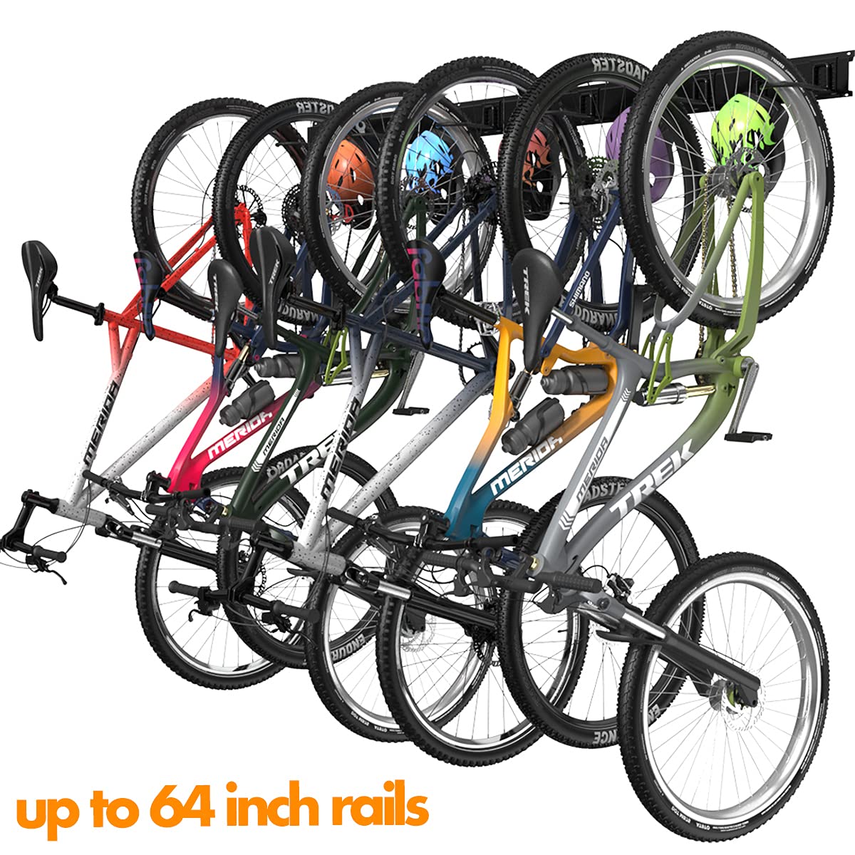 TORACK 64-inch rails form a long, sturdy storage solution for bikes.