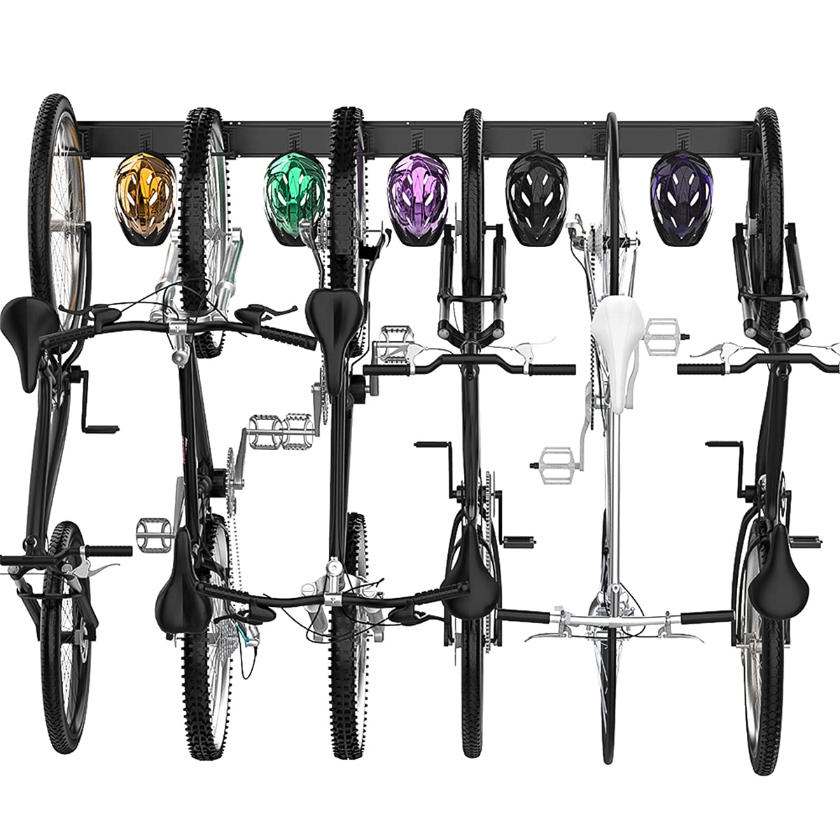 TORACK bike storage rack assembled on wall saves floor space for bikes.