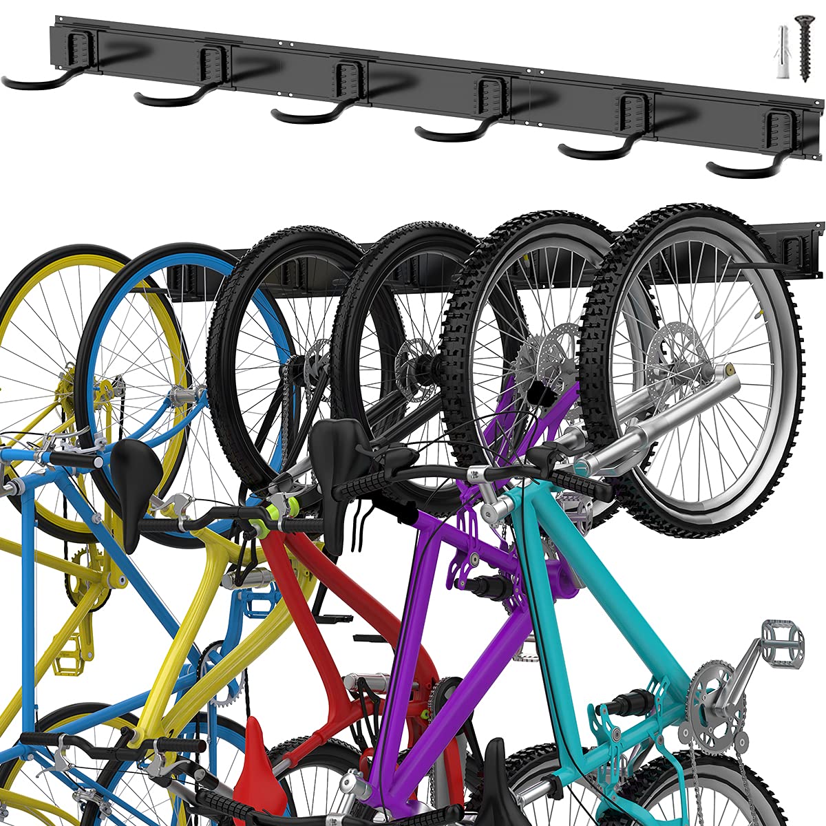TORACK bike storage rail interlock system enables flexible, space-saving wall mounting.