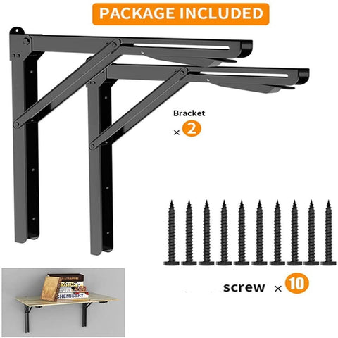 TORACK folding shelf bracket in use demonstrating practical shelving