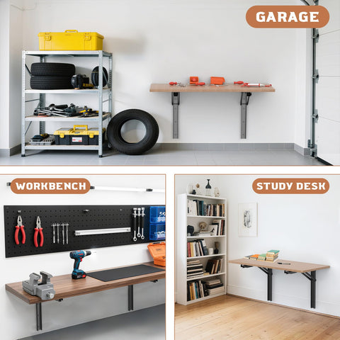 TORACK heavy-duty folding bracket 18-inch open supports a sturdy work surface in a tight area