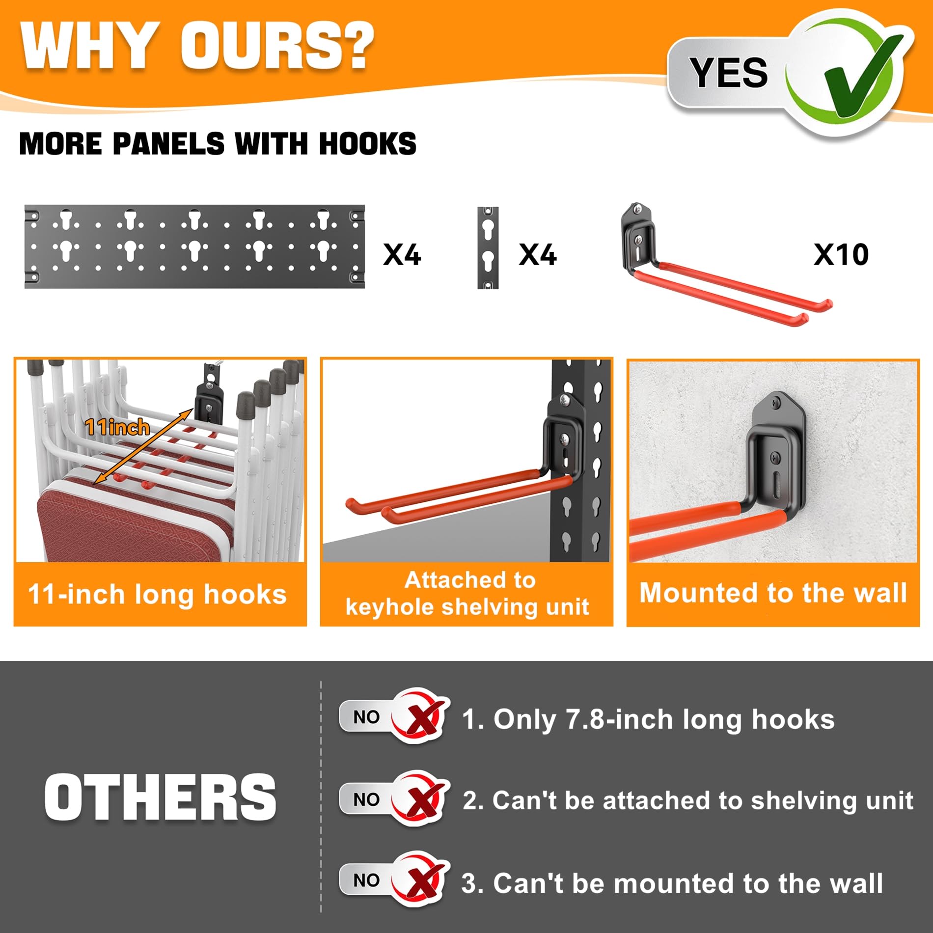 TORACK hooks attach to keyhole shelving for versatile organization