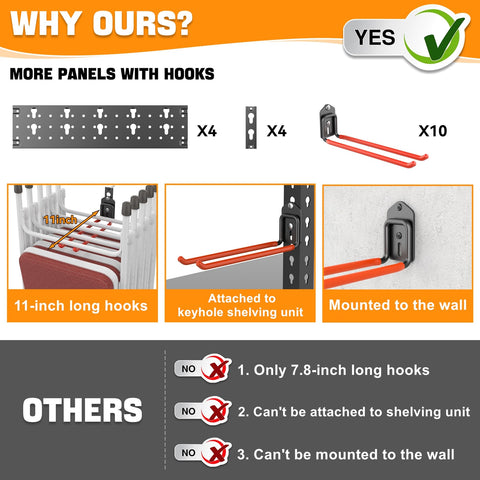 TORACK hooks attach to keyhole shelving for versatile organization