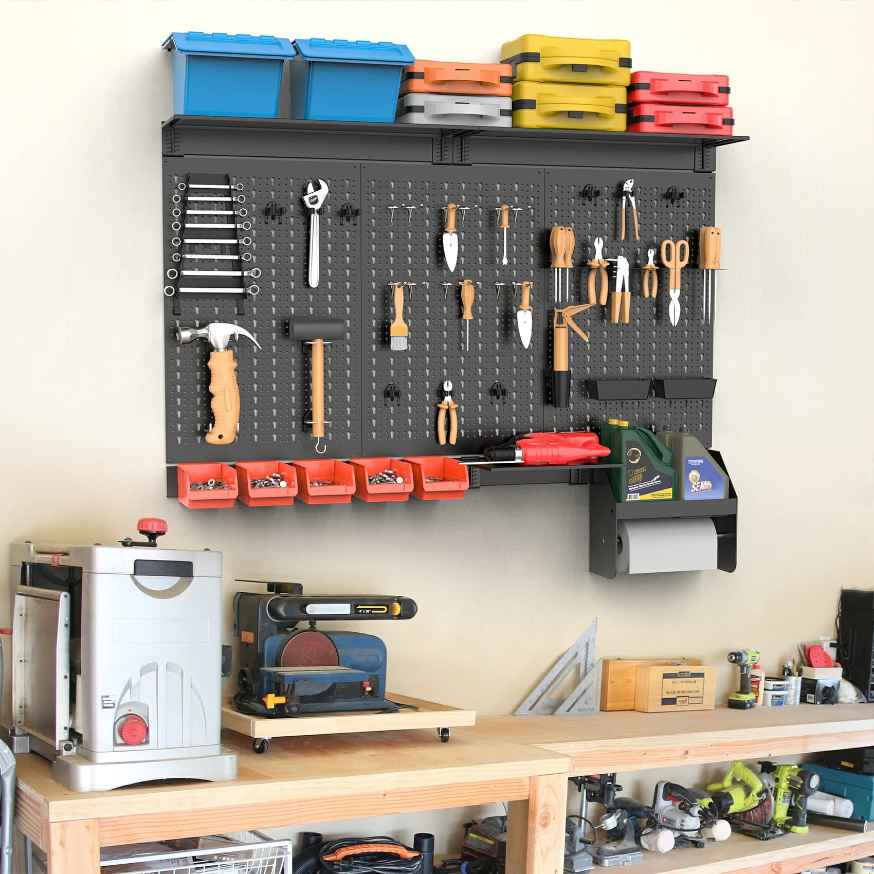 TORACK modular pegboard layout allows flexible positioning