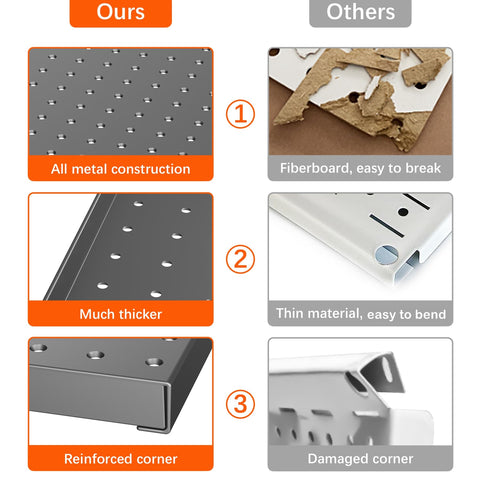 TORACK modular pegboard system showing flexible layout options.