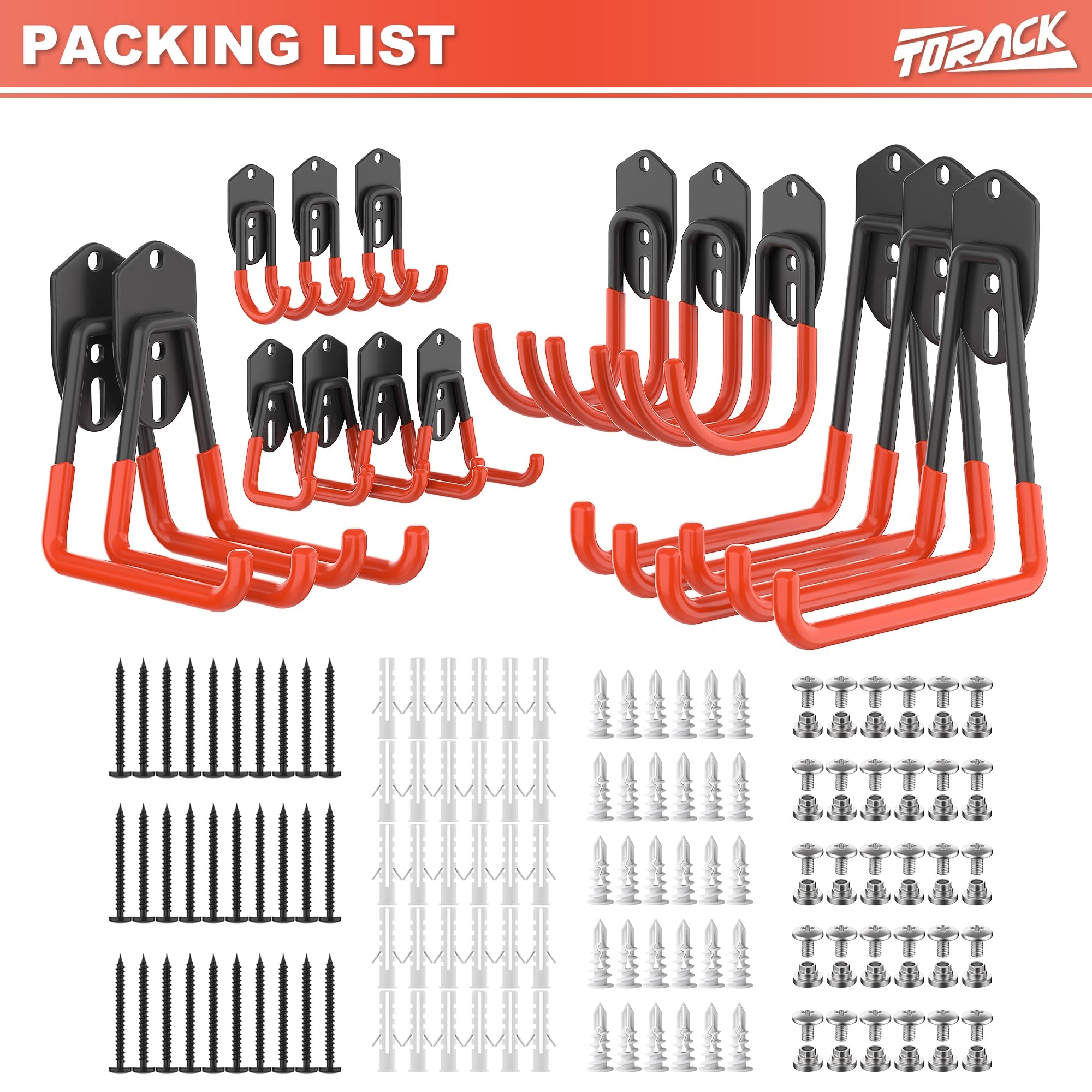 TORACK organized garage tools and ladders neatly elevated off the floor.