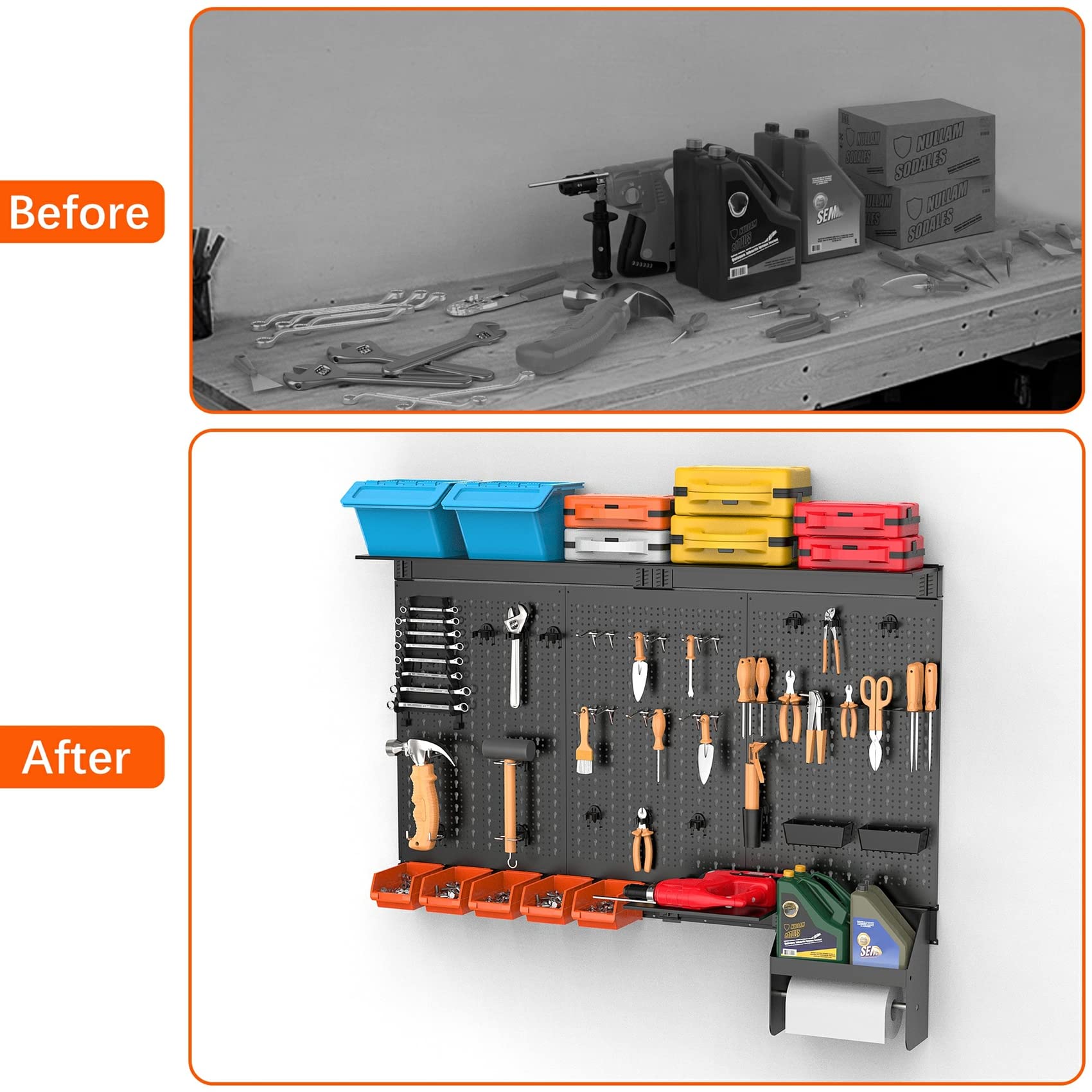 TORACK organized workbench with tools neatly displayed for quick access