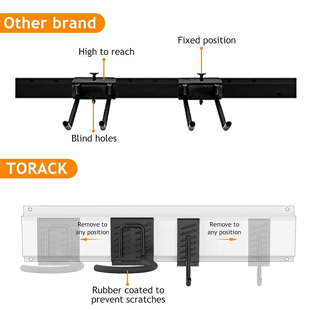 TORACK powder-coated rails resist rust for long-lasting use.