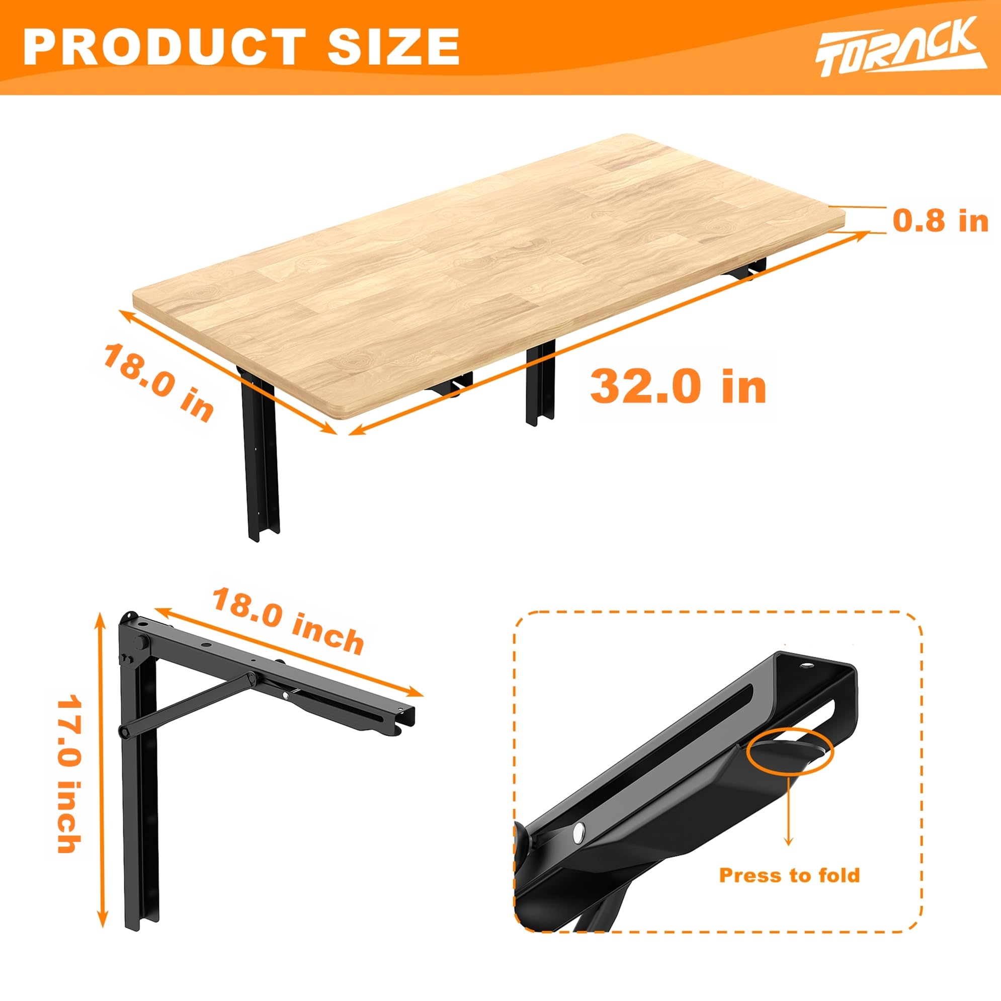 TORACK solid wood bench top, 0.8 inch thick, for durable work sessions.